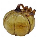 Amber Blown Glass Pumpkin Figurine