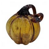 Amber Blown Glass Pumpkin Ornament