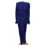 Blue Sequin Jumpsuit Size S