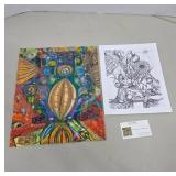 Media Artwork with Black Ink Drawing