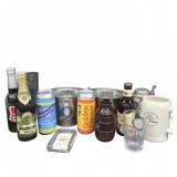 Beer Memorabilia Collection with Cans, Bottles