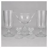 Clear Glass Hurricane Candle Holders and Compote