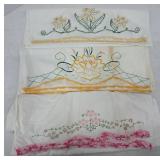 Embroidered Pillow Cases with Floral Designs