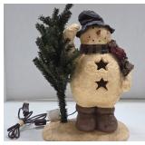Electric Snowman Figurine With Tree