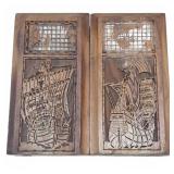 Wooden Box with Carved Galleon Ship Design