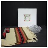Cut Crystal Dish, Woven Textile, Art Print