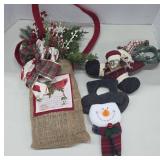 Burlap Holiday Decor With Santa and Snowman