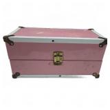 Pink Metal Doll Trunk With Brass Hardware