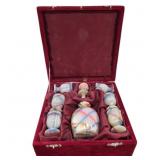 Onyx or Marble Decanter Goblet Set in Velvet Box