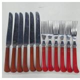 Flatware with Red Bakelite Handles
