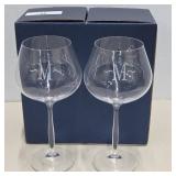 Monogrammed Wine Glasses New in Box