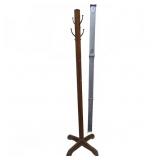 Wooden Coat Tree with Metal Hooks