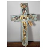 Wooden Cross With Mixed Media Embellishments