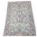 Floral Hand-Embroidered Wool Crewel Rug