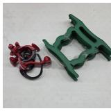Green Plastic Hooks and Red Straps