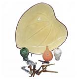 Vases, Glass Drops, and Leaf Platter
