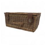 Wicker Basket with Leather Straps and Handle