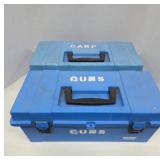 Blue Plastic Toolboxes With Orange Trays