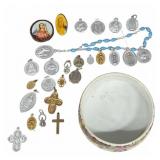Catholic Religious Medals and Rosary Group