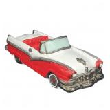Ceramic Red and White Convertible Car Figurine