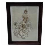 Framed Bridal Print by Harrison Fisher 1908