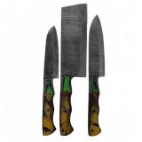 Damascus Steel Knives with Resin Handles