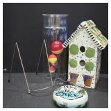 Decorative Birdhouse and Lake Ornament Set