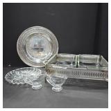 Anchor Hocking Glassware and Silver Plate Serving