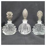 Perfume Bottles With Silver-Plated Decorative Tops