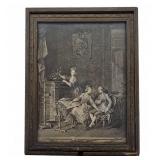Wooden Jewelry Box with Mirror & Victorian Scene