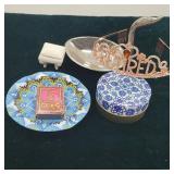 Ash Tray, Swan Dish, Tiara & Assorted Items