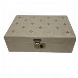 Vintage Ivory Colored Jewelry Box w Red Lining