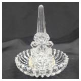 Pressed Glass Ring Holder with Birds Motif