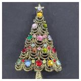 Pakula Christmas Tree Rhinestone Brooch