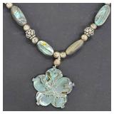 Sterling Silver & Mother of Pearl Floral Necklace