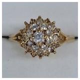 18K Gold HGE Cluster Ring Size 5