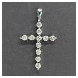 14K White Gold & Diamond Cross Pendant
