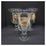 Glass Hurricane Vases With Decorative Wood Spheres