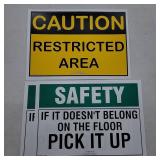 2 Green Safety & 1 Yellow Caution Sign Set