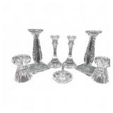 Pressed Glass Candlesticks & Ring Holder