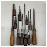 Lot Wooden Handle Screwdrivers