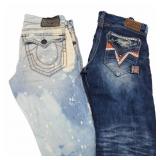 True Religion & Affliction Denim Shorts 33 34