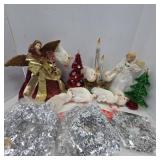 Christmas Angels, Trees, Doves & Garland Lot