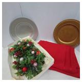 Gold & Silver Chargers, Red Linens, Festive Decor