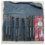 Auger & Spade Drill Bit Set with Denim Roll