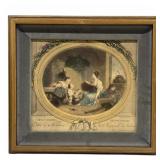 French Color Engraving Framed, c. 19thC