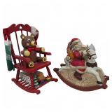 Rocking Musical Santa & Teddy Chair Figurines