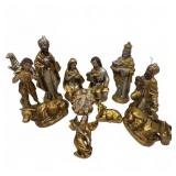 11-Piece Gold Tone Nativity Figurine Set
