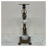 Brass & Marble Candle Holder with Ornate Base
