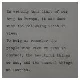 Typed European Travel Diary, Circa 1930s